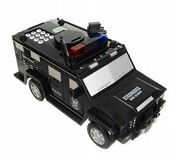 Сейф дитячий машина поліції (Black) | Скарбничка машина з кодовим замком