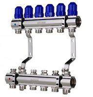 Колектор для опалення латунний на 6 контурів