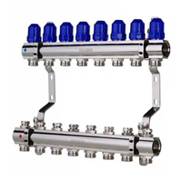 Колектор для опалення латунний на 8 контурів