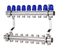 Колектор для опалення латунний на 9 контурів