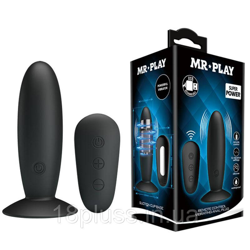 Анальна пробка MR Play super-smooth vibrating butt plug Black, фото 1
