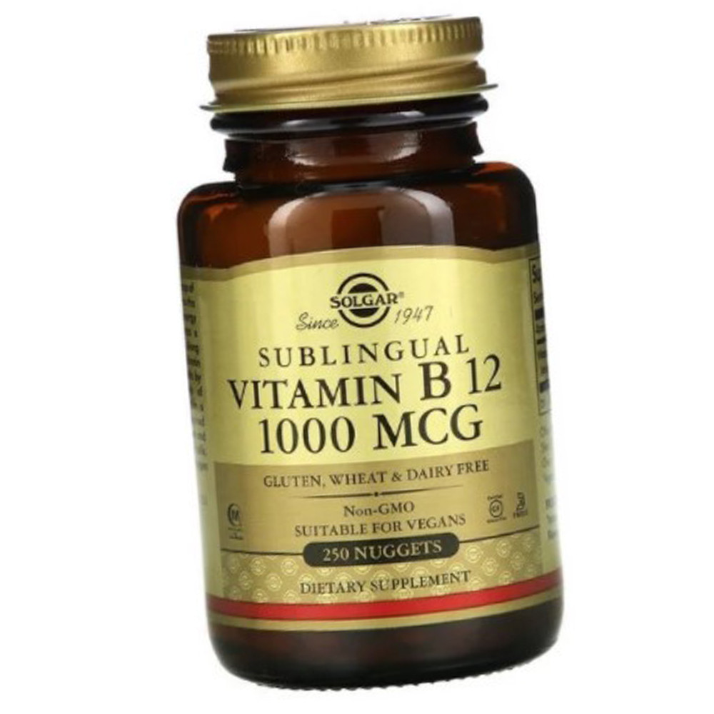 Вітамін В12 (Ціанокобаламін) Солгар Solgar Sublingual Vitamin B-12 1000 mcg 250 таблеток, фото 1