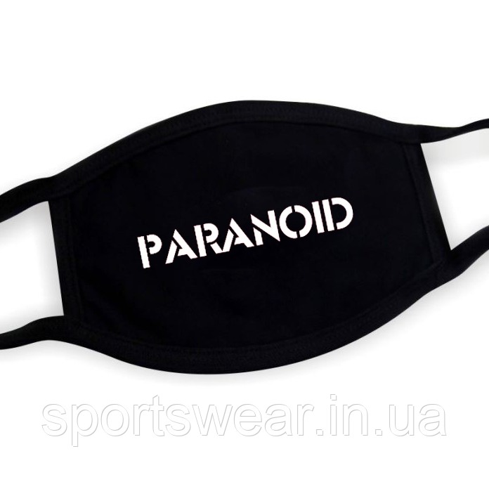 Багаторазова антибактеріальна Маска в стилі ASSC Paranoid АССК Параноид чорна бавовняна двошаров