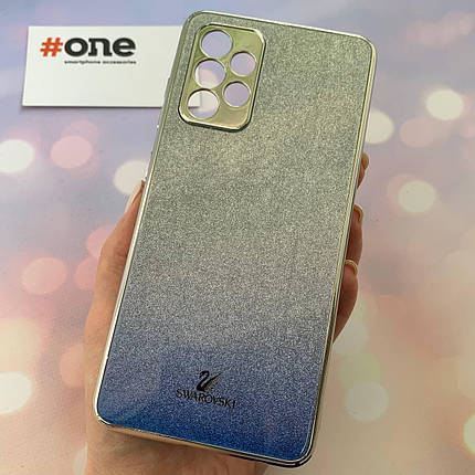 Чохол для Samsung Galaxy A52 SWAROVSKI скляний з блискітками чохол на телефон самсунг а52 синій, фото 1