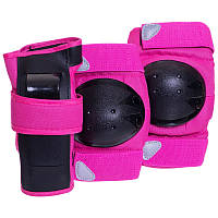Защита для роликов детская (наколенники налокотники перчатки) HYPRO SK-6968, Серый M (8-12 лет) S, Розовый