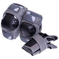 Защита для роликов детская (наколенники налокотники перчатки) HYPRO SK-6968, Серый M (8-12 лет) S, Серый