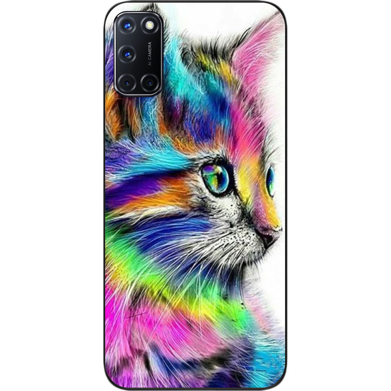 Силіконовий чохол для OPPO A72 з картинкою Різнобарвний котик, фото 1