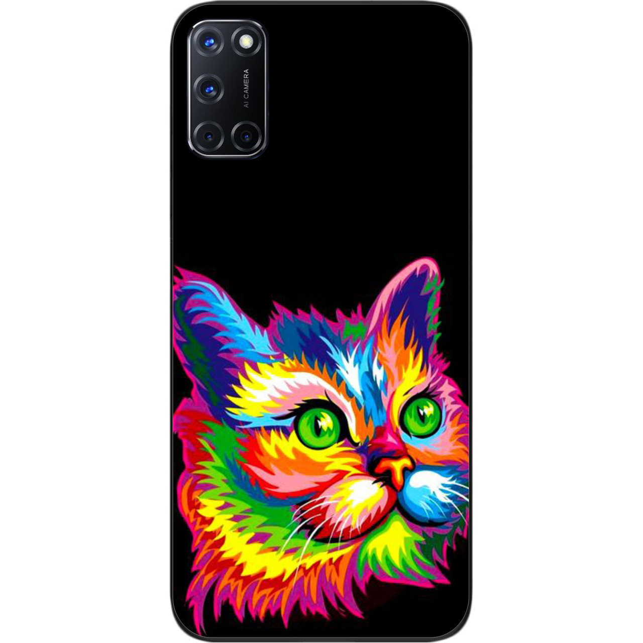 Силіконовий чохол для OPPO A72 з картинкою Яскравий кіт, фото 1