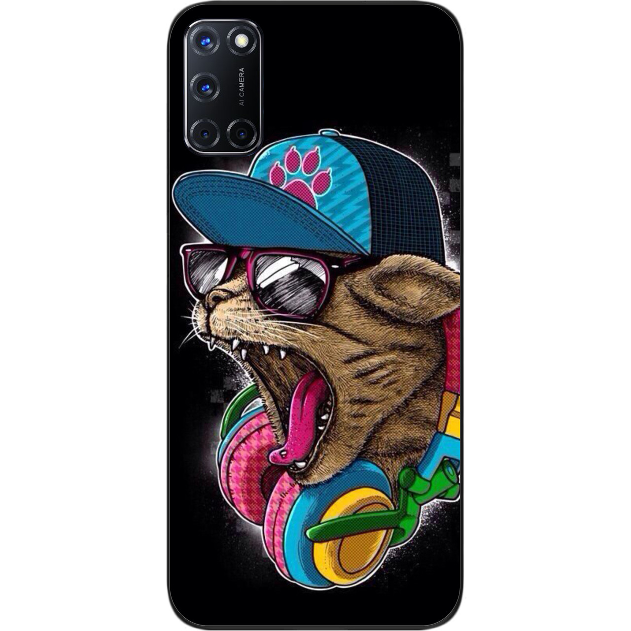 Силіконовий чохол для OPPO A72 з картинкою Модний кіт, фото 1