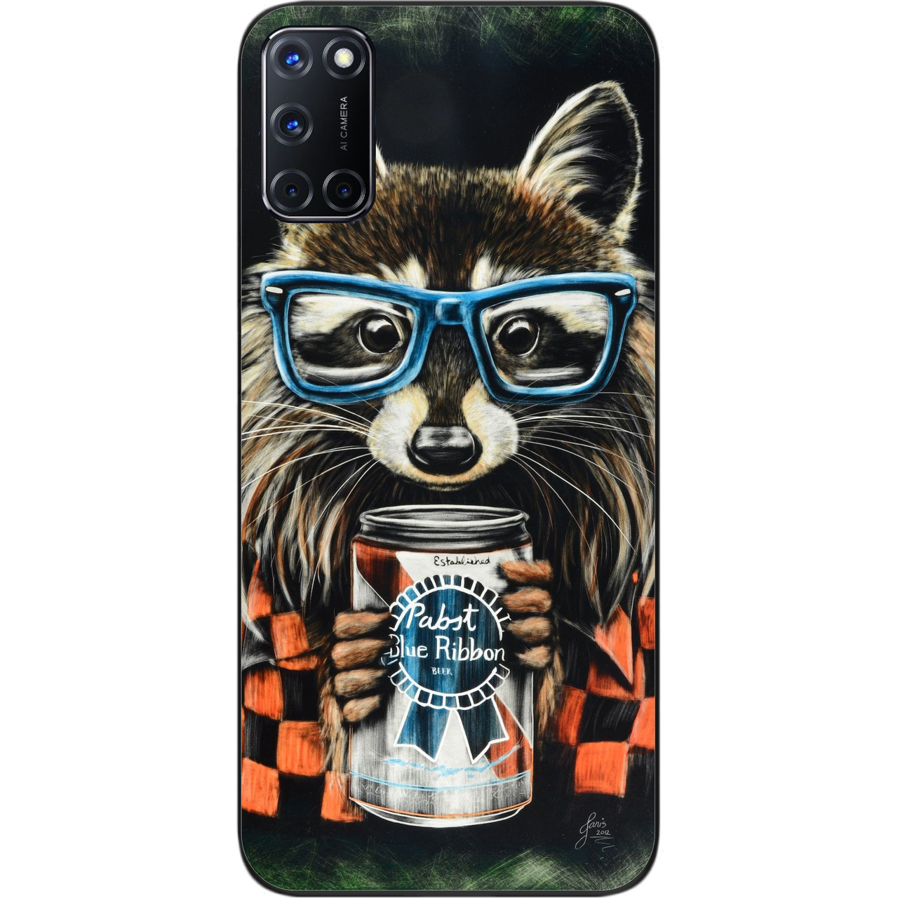 Силіконовий чохол для OPPO A72 з картинкою Єнот в окулярах, фото 1