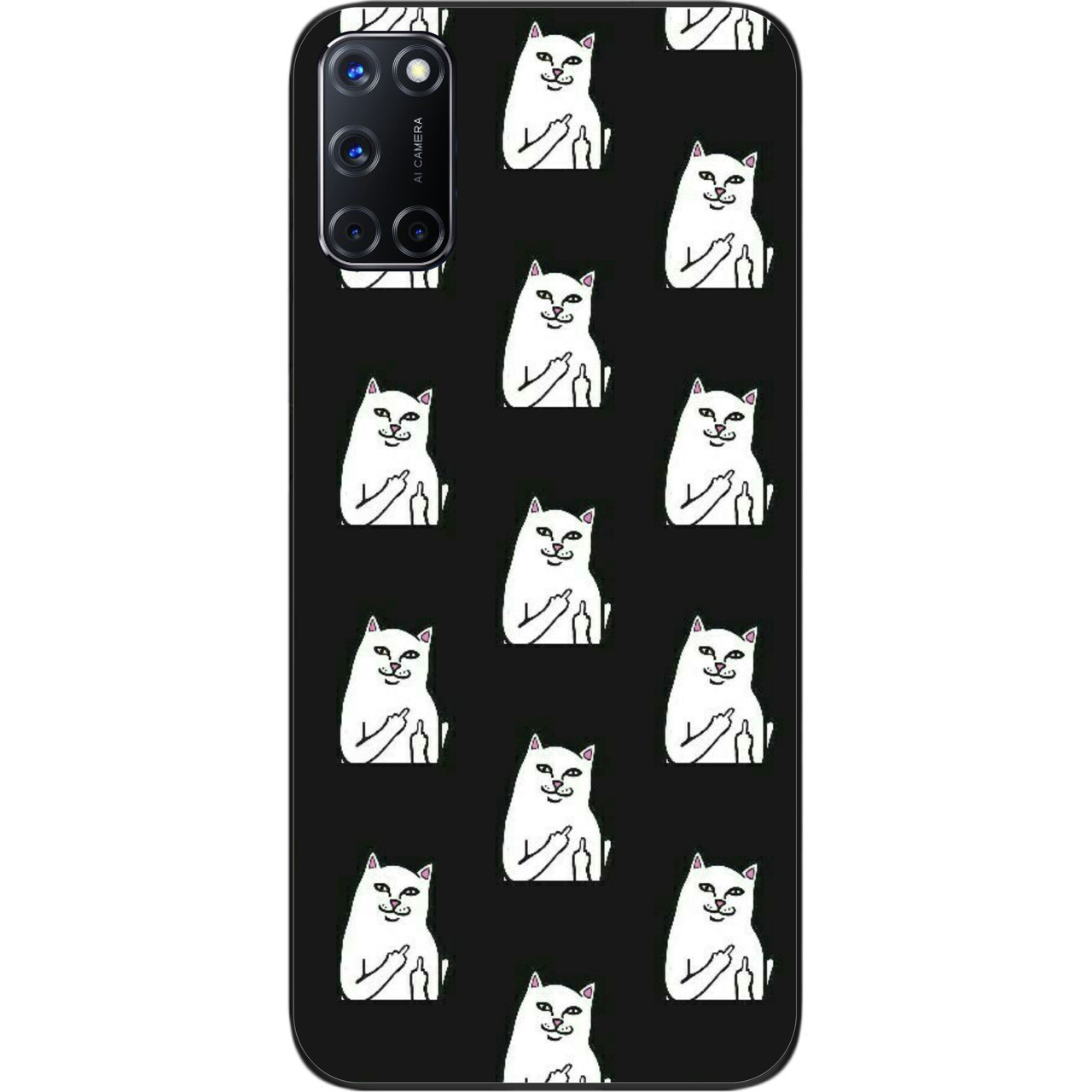 Силіконовий чохол бампер для OPPO A72 з картинкою Білий кіт, фото 1