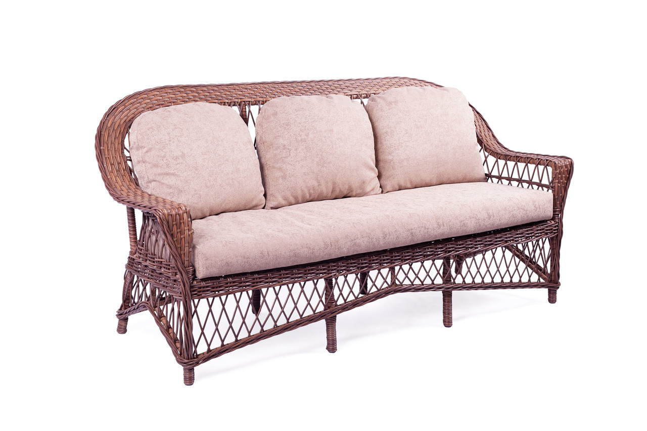 Диван плетений Модус 3-місний без текстилю, каркас алюміній, віск.ротанга Темна Лоза, 195,5х78х99 (Pradex ТМ), фото 1