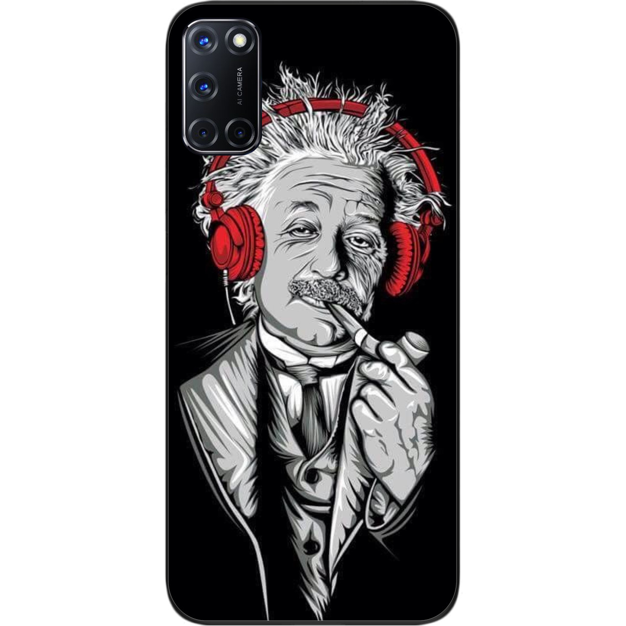 Чохол силіконовий для OPPO A72 з картинкою Ейнштейн в навушниках, фото 1