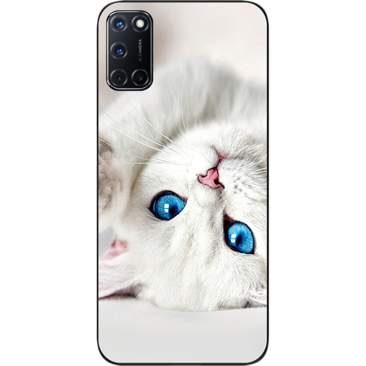 Оригінальний чохол для OPPO A72 з картинкою Білий кіт, фото 1