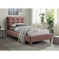 Односпальная кровать Signal Texas Velvet 90х200см античный розовый велюр с высоким изголовьем