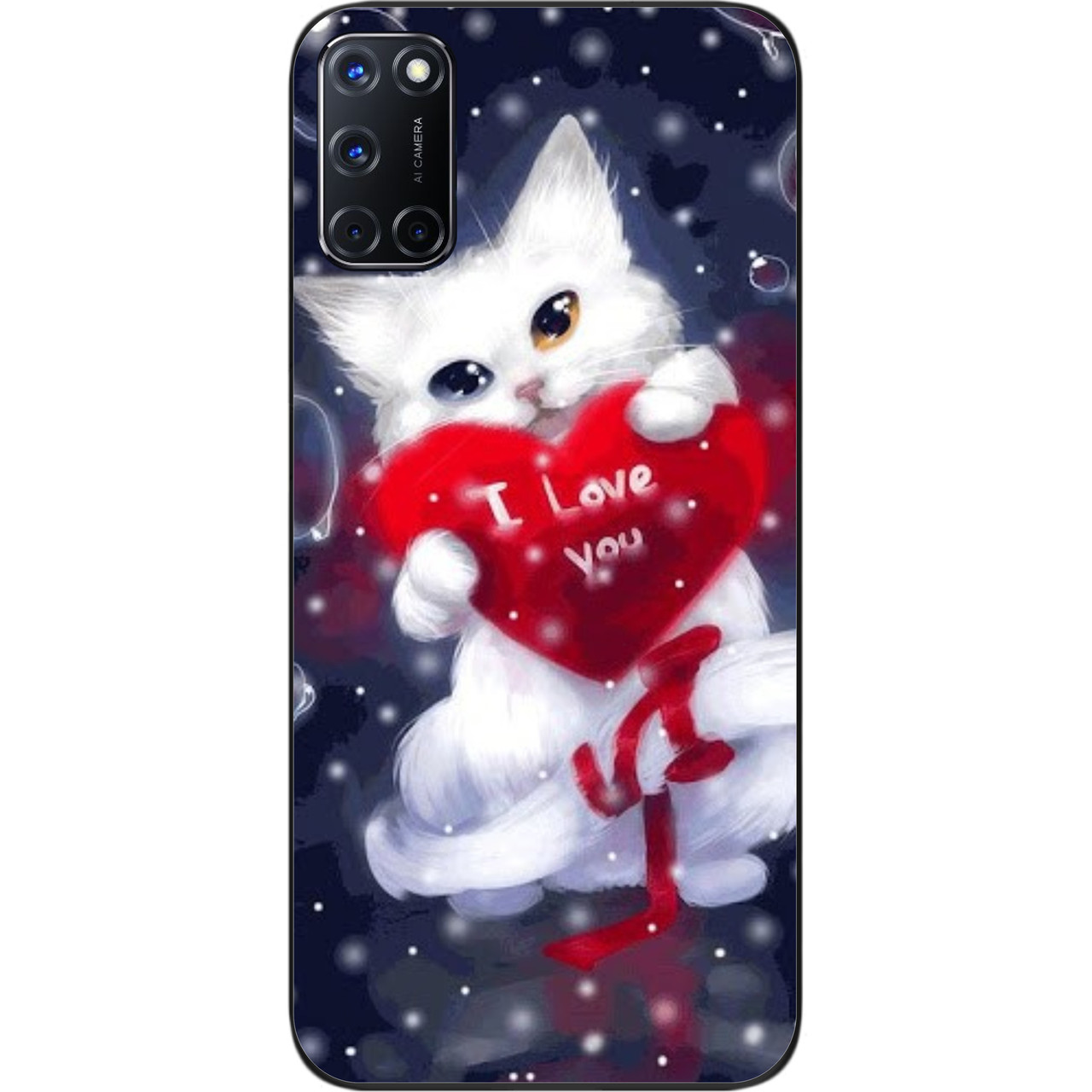 Силіконовий чохол для OPPO A72 з картинкою Котик з серцем