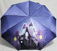 Зонт женский FIABA полный автомат c сатиновым куполом коллекция "Волшебные кошки" фиолетовый