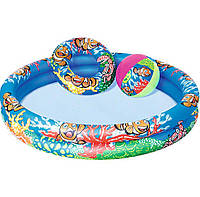 Детский надувной бассейн, бассейн для плавания, 122 * 20 см, 2 кольца, круг, м "мяч, рем. Комплект