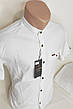 Чоловіча теніска біла приталені Fly Boys vкs-0001 однотонна Туреччина комір стійка льон, ошатна, стильна, фото 6