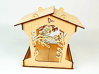 Кормушка для птиц из фанеры на дерево 23х20х18 в форме домика