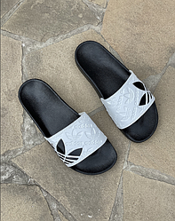 Шльопанці чоловічі Adidas сланці тапочки. Шльопанці Адідас. Річна пляжне взуття чорного білого кольору