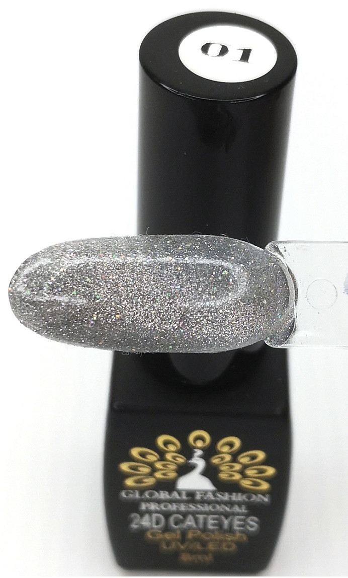 Гель-лак Global №1 світловідбиваюче котяче око 8мл. CatEyes
