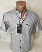 Чоловіча теніска сіра приталені Fly Boys vкs-0004 однотонна Туреччина комір стійка льон, ошатна, стильна S, фото 7