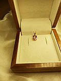 Золотий Кулон/Підвіска 750 проби з натуральним турмаліном рубеліт, фото 4