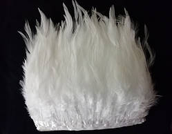 Пір'яна тасьма з пір'я півня. Колір Білий. Перо 8-15см. Ціна за 0,5 м.