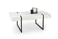 Журнальный стол BLANCA белый мрамор/ черный (110х60х43) Halmar