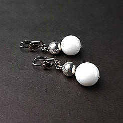 Агат і гематит. Сережки з натурального каменю ЗОЛУШКА