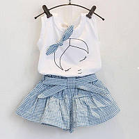 Костюм (футболка та юбка-шорти) для дівчинки, костюм на літо для дівчинки,розміри 80-116