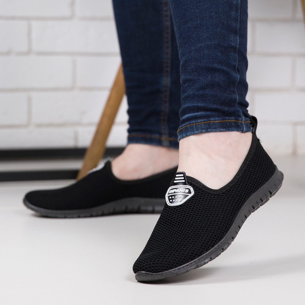 Жіночі сліпони мокасини на літо чорні текстильна сітка 37,38р