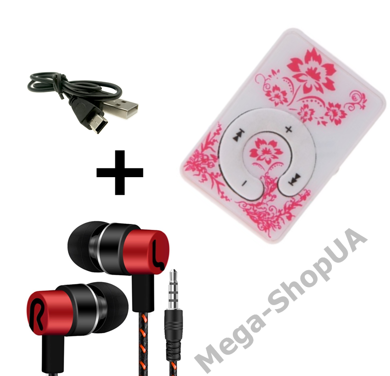Міні MP3 плеєр алюмінієвий кліпса + вакуумні навушники + USB перехідник. Мп3 плеєр для спорту, бігу WE11D