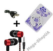 Міні MP3 плеєр алюмінієвий кліпса + вакуумні навушники + USB перехідник. Мп3 плеєр для спорту, бігу WE11A