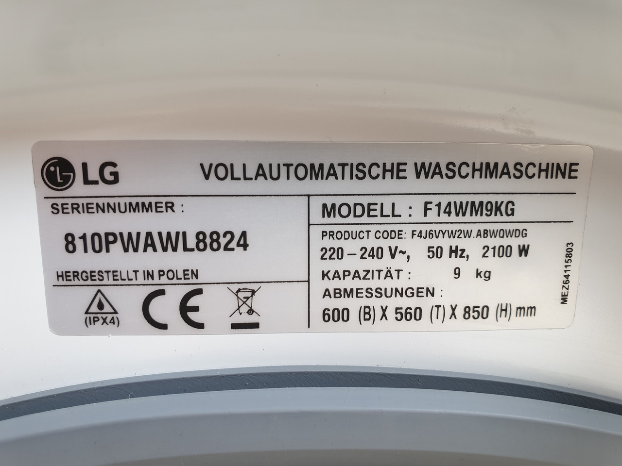 Стиральная машина LG Inverter Direct Drive 9 KG / F14WM9KG (ID