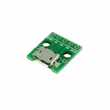 Плата перехідник microUSB мама - DIP 5pin 2.54 мм