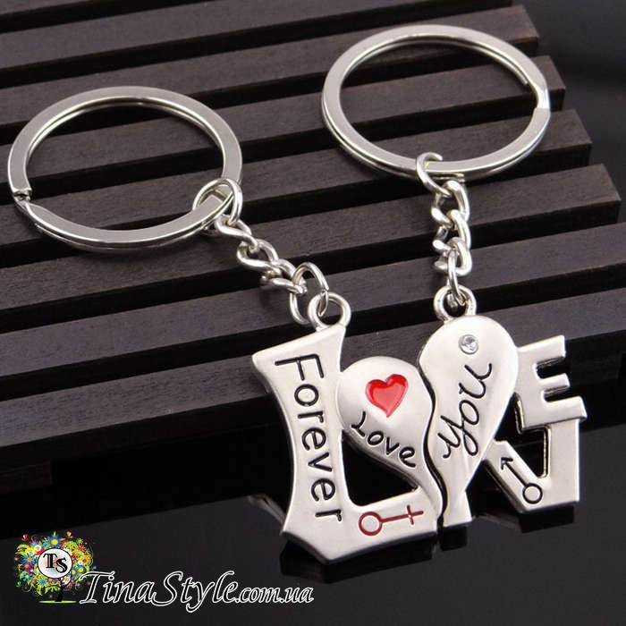 Брелок пара серце і стріла I love you для двох закоханих брелоки брелки, фото 1