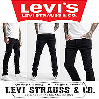 Молодежные стрейчевые черные джинсы Levi Strauss, Levis slim fit, скинни мужские.