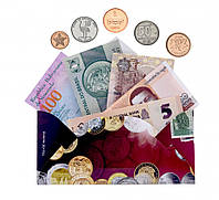 Подарочный набор из 5 монет и 5 банкнот разных стран VP-coins