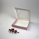 Коробка для пряника, 150*150*30 мм, з вікном, пудра, фото 2