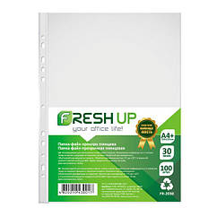 Файл для документів А4 + 30мкм FR-20-30 глянц на 11 отворів Fresh Up (1уп-100шт)