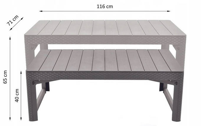 Стіл для саду пластиковий Keter Lyon rattan table, графіт, фото 1