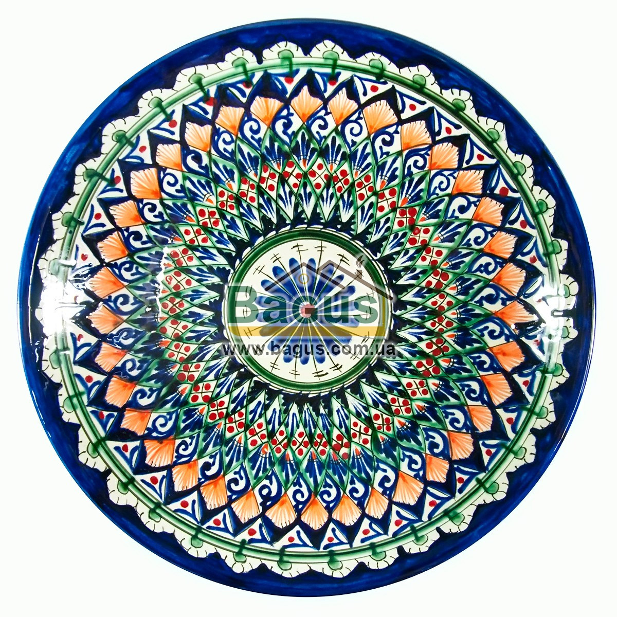 Ляган вузбекський (тарелка вузбекська) діаметр 32 см глибокий (6,5 см) ручна робота 3306-08
