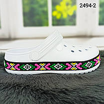 Сабо крокси жіночі білі з яскравим візерунком вишиванка Даго Стиль 2494_2, фото 5