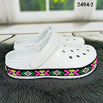Сабо крокси жіночі білі з яскравим візерунком вишиванка Даго Стиль 2494_2, фото 3