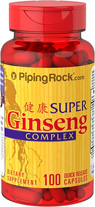 Суперкомплекс із женьшеню та маткового молочка PipingRock Super Ginseng Complex Plus Royal Jelly 100 капс.