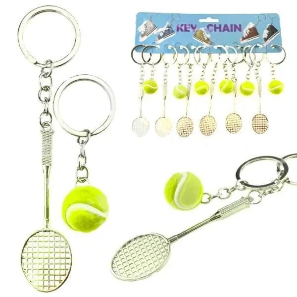 Брелок на ключі Тенісна ракетка з м'ячиком набір 12 шт., фото 1