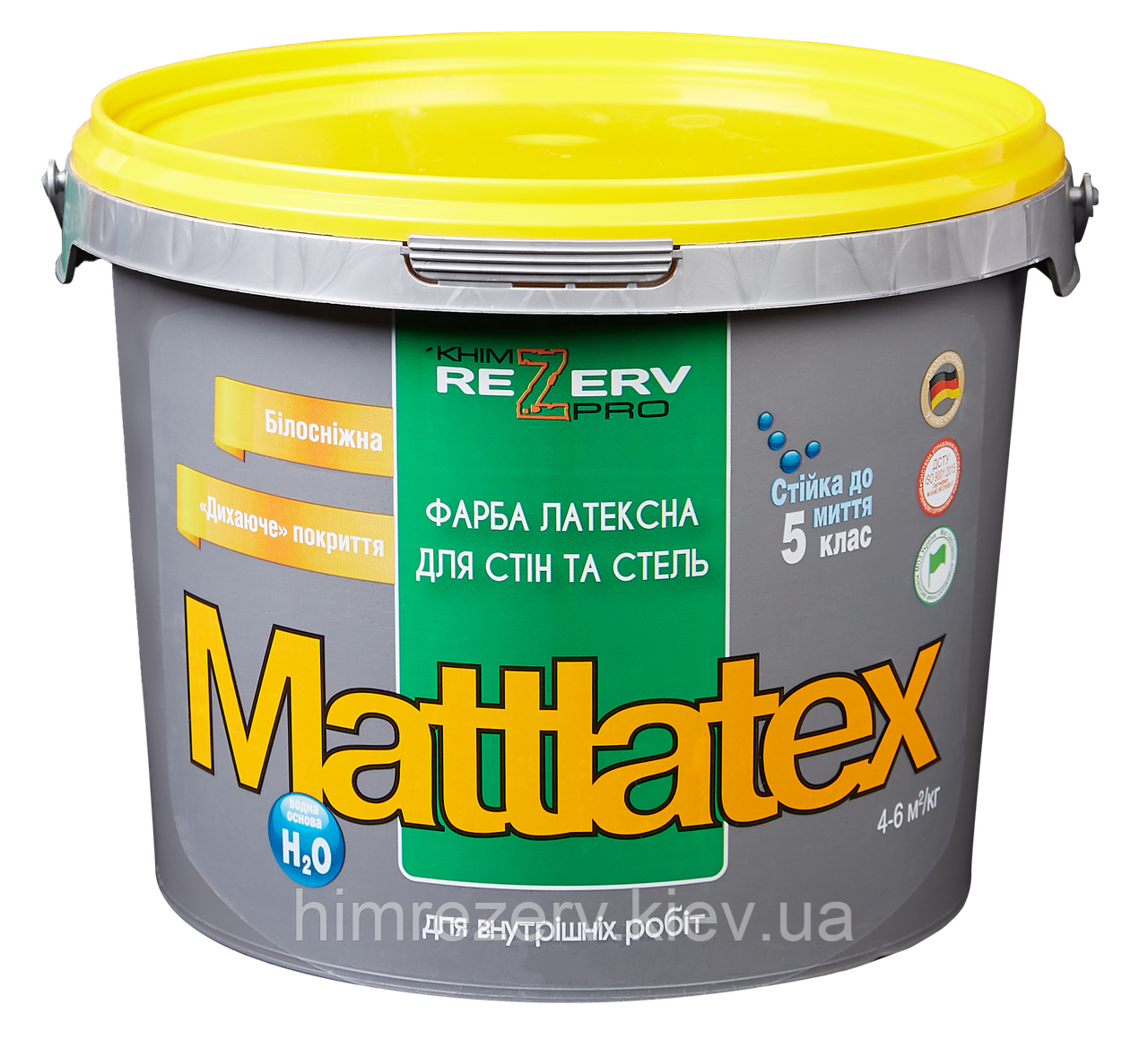 Фарба латексна для стель та стін MATTLATEX KhimrezervPRO 4.2кг (2.7л) біла