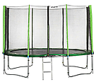 Батут діаметром 404 см спортивний ігровий Atleto з подвійними ногами з сіткою + сходи зелений, фото 4